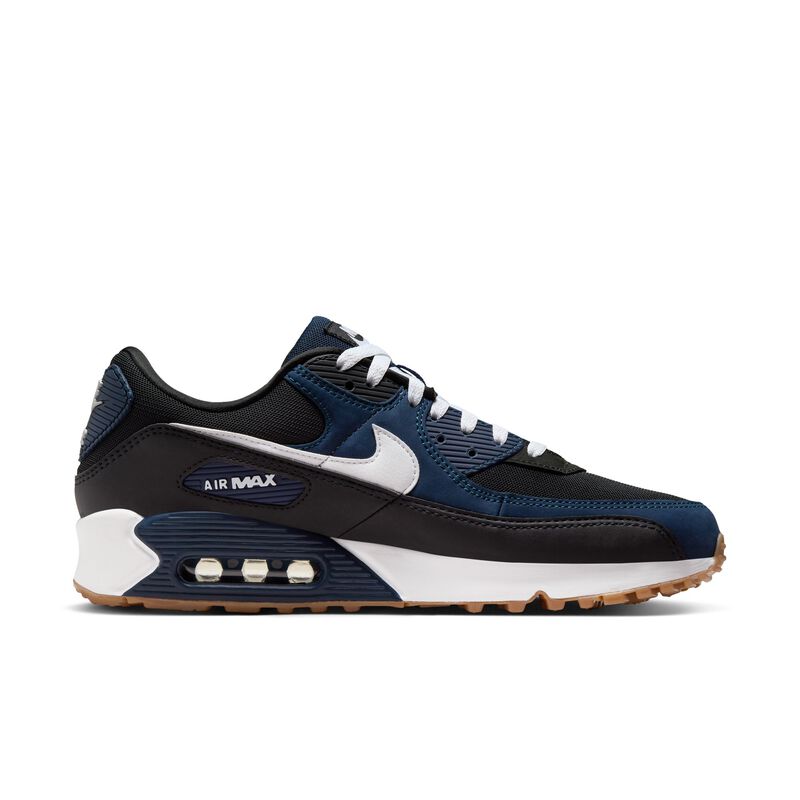 Nike Air Max 90, Azul Marino Medianoche/Blanco-Negro-Goma Marrón Medio, hi-res