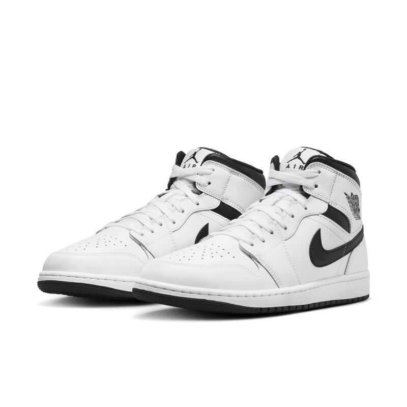 Air Jordan 1 Mid, Blanco/Blanco/Negro/Negro, hi-res