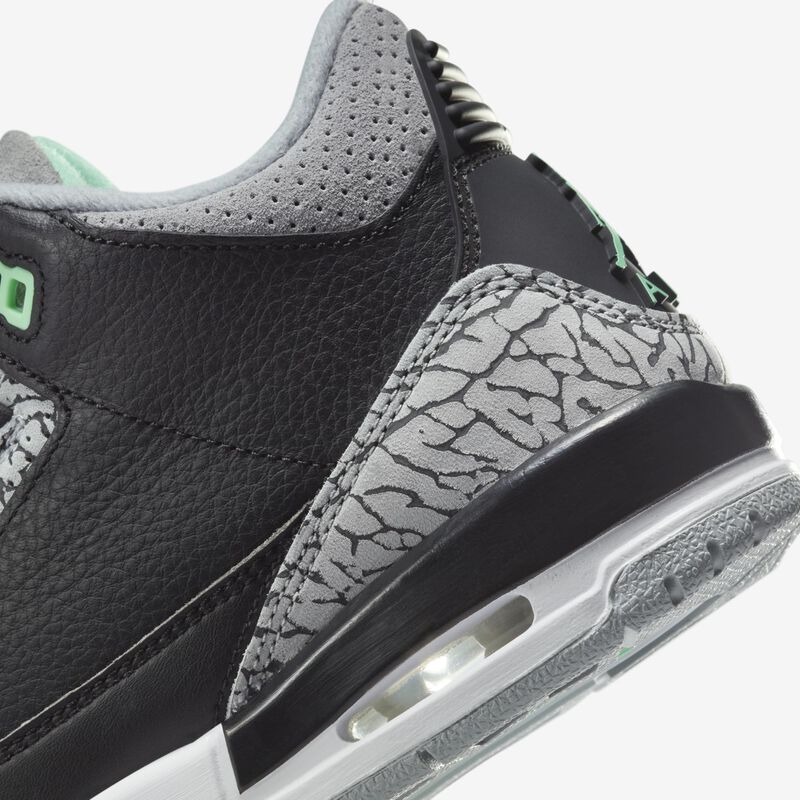Air Jordan 3 Retro, Negro/Verde Brillo-Lobo Gris-Blanco, hi-res