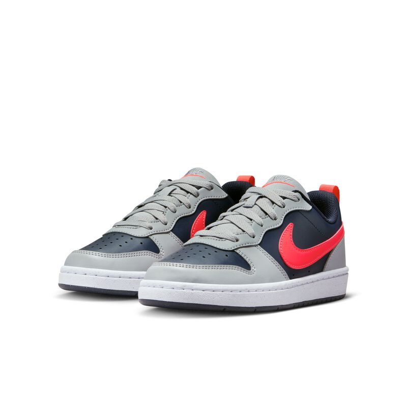 Nike Court Borough Low Recraft, Gris Humo Claro/Obsidiana Oscuro/Blanco/Carmesí Brillante, hi-res