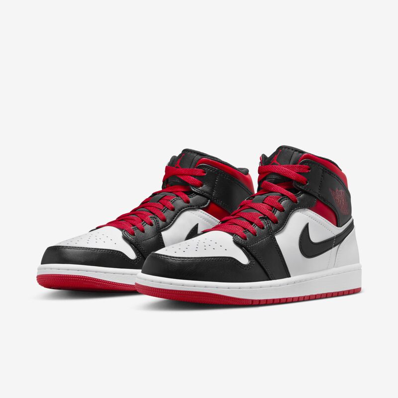 Air Jordan 1 Mid, Blanco/Negro/Rojo gimnasio, hi-res