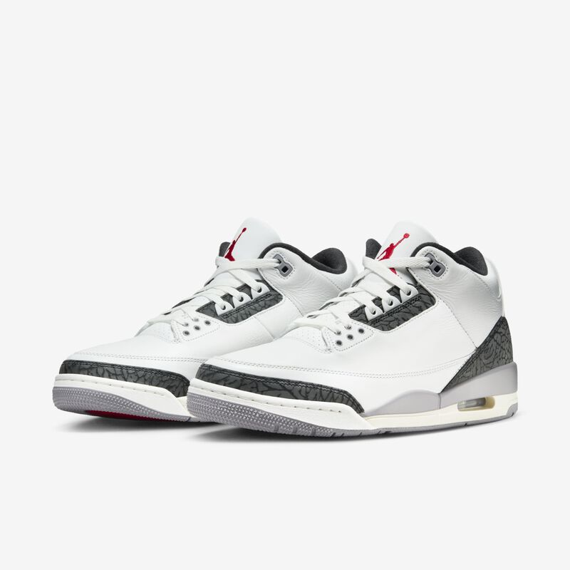 Air Jordan 3 Retro, Blanco Cumbre/Gris Cemento/Negro/Rojo Pasión, hi-res
