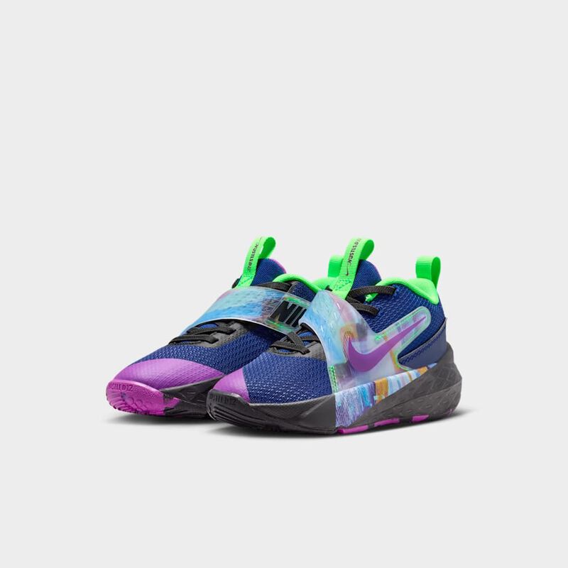 Nike Team Hustle D 12, Azul vacío/Negro/Verde strike/Morado vivo, hi-res