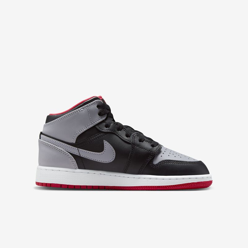 Air Jordan 1 Mid, Negro/Fuego Rojo/Blanco/Cemento, hi-res