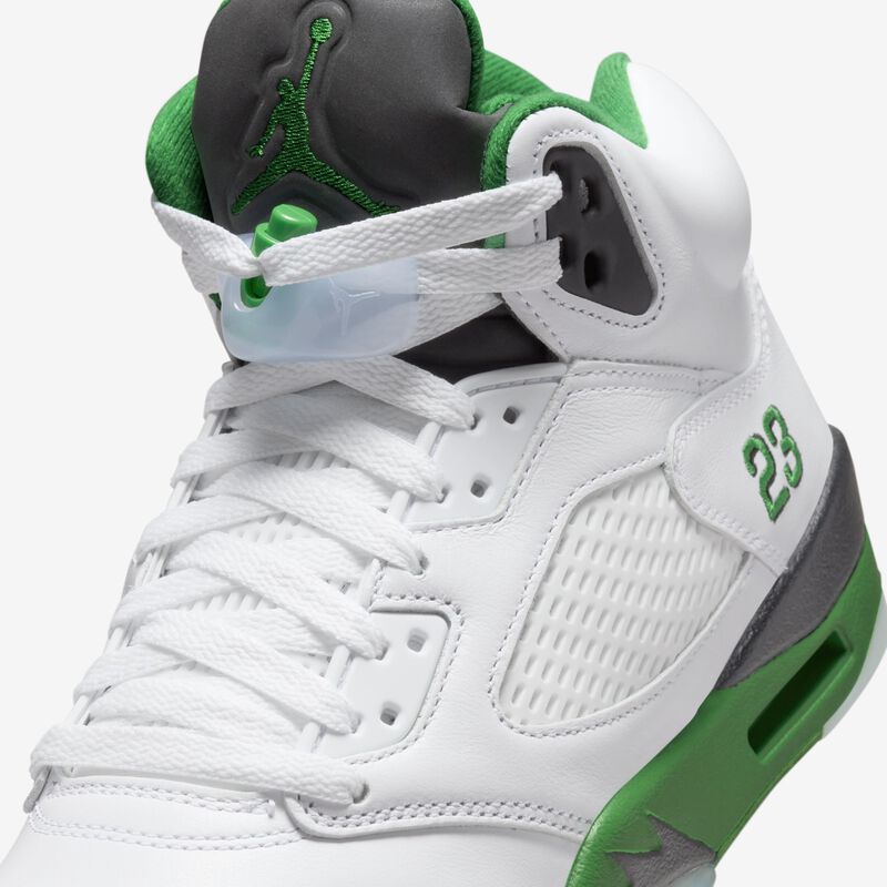 Air Jordan 5 Retro, Blanco/Negro/Azul Hielo/Verde Suerte, hi-res
