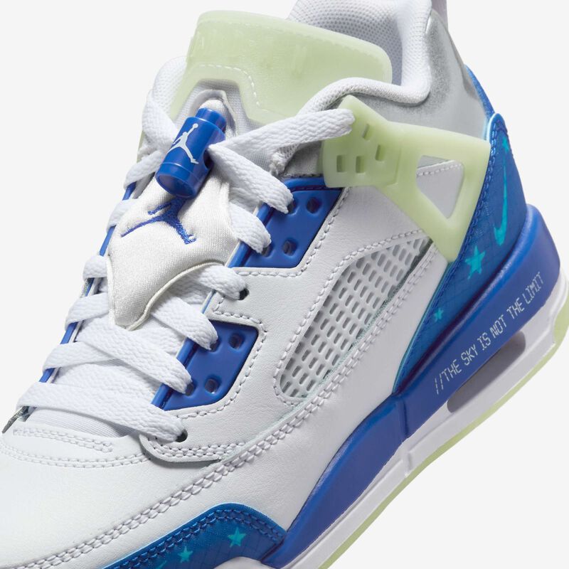 Jordan Spizike Low Sneaker School, Blanco/Volt Tinte/Plata Metalizado/Hiper Royal, hi-res