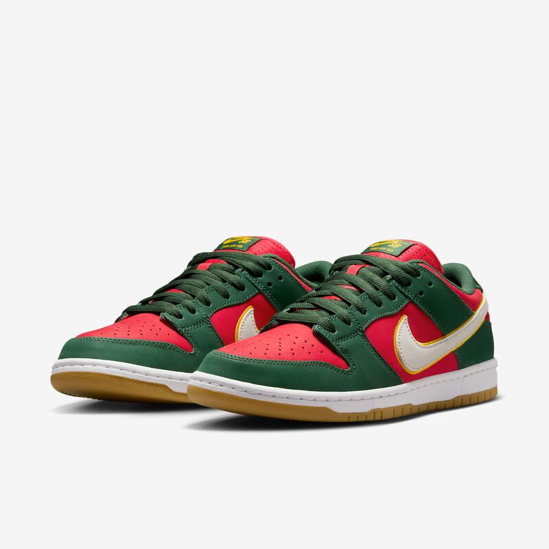 Nike SB Dunk Low Pro Premium, Abeto/Dorado Universitario/Rojo Fuego/Blanco, hi-res