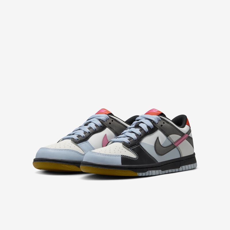 Nike Dunk Low SE, Blanco cumbre/Negro/Rosa Juguetón/Azul Armería Ligero, hi-res