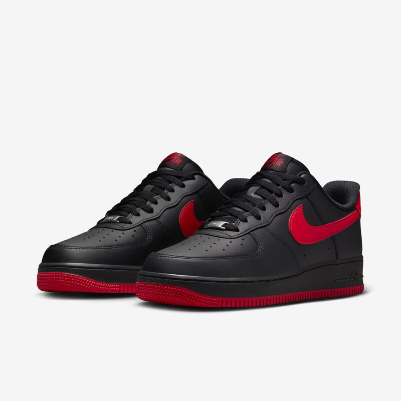 Nike Air Force 1 '07, Negro/Rojo Universitario-Negro, hi-res