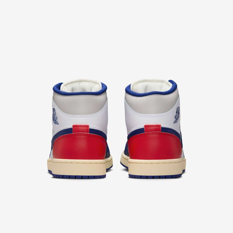Air Jordan 1 Mid, Blanco/Rojo Universitario/Gris Neutro/Azul Real Profundo, hi-res