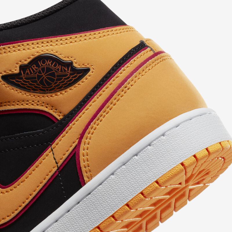 Air Jordan 1 Mid SE, Negro/Rojo cardenal/Blanco/Naranja vivo, hi-res