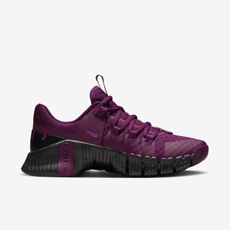 Nike Free Metcon 5, Burdeos/Negro/Voltio/Morado vivo, hi-res