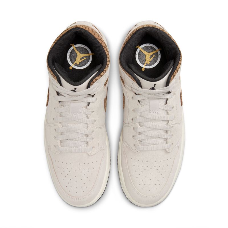 Air Jordan 1 Mid SE, Marrón Orewood claro/Blanco/Bronceado británico claro/Oro metalizado, hi-res