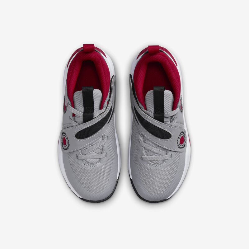 Nike Team Hustle D 11, Gris Cemento/Rojo Gimnasio-Negro-Blanco, hi-res