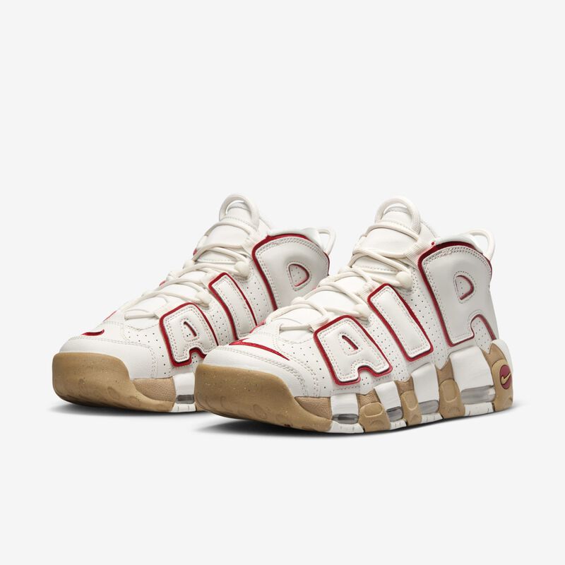 Nike Air More Uptempo, Fantasma/Marrón Claro Goma/Transparente/Rojo Gimnasio, hi-res