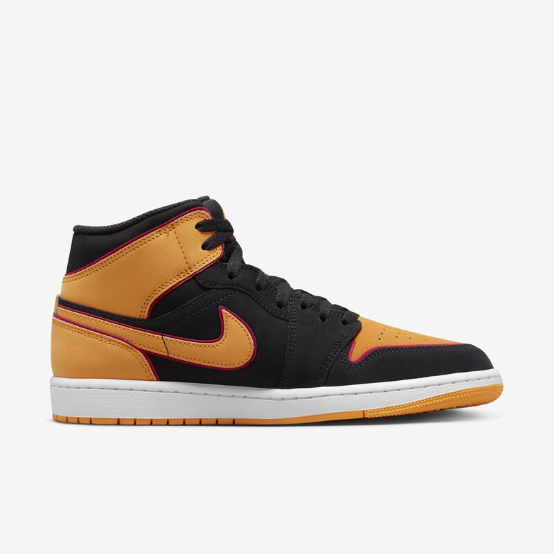 Air Jordan 1 Mid SE, Negro/Rojo cardenal/Blanco/Naranja vivo, hi-res
