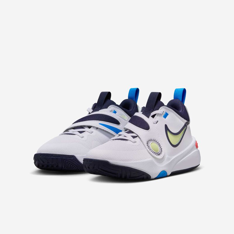 Nike Team Hustle D 11, Blanco/Carmesí Brillante/Azul Foto/Toque De Limón Claro, hi-res