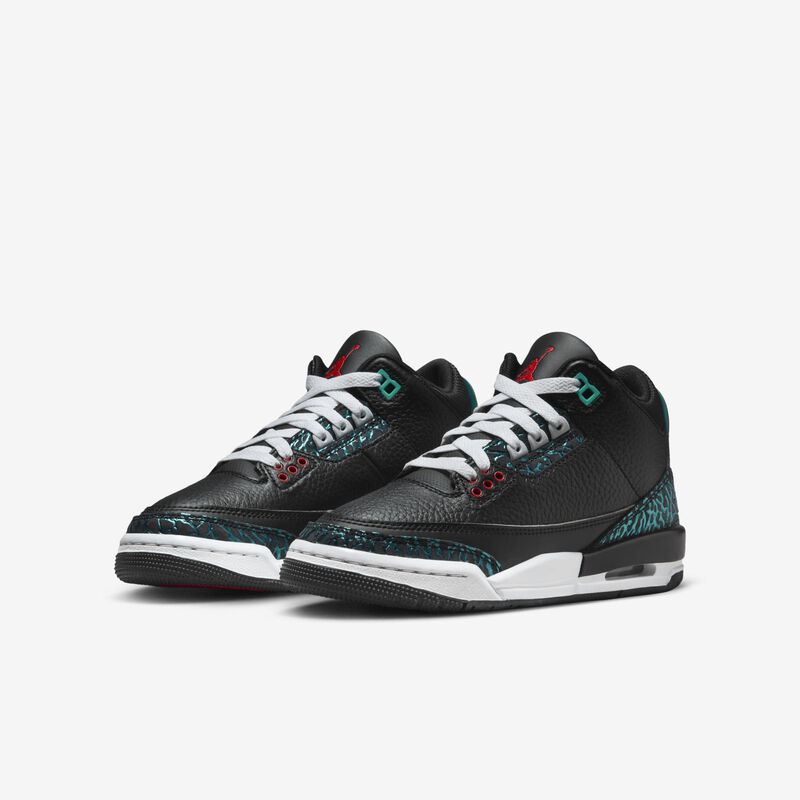 Air Jordan 3 Retro, Negro/Hiperjade/Blanco/Rojo Sirena, hi-res