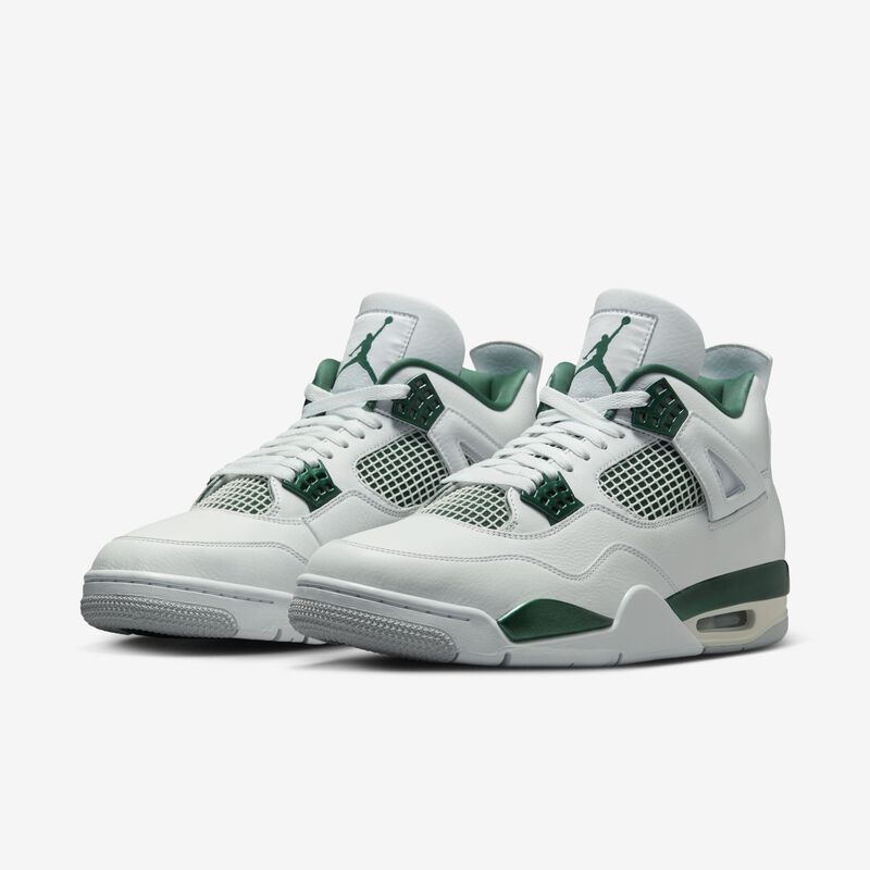 Air Jordan 4 Retro, Blanco/Blanco/Gris Neutro/Verde Oxidado, hi-res