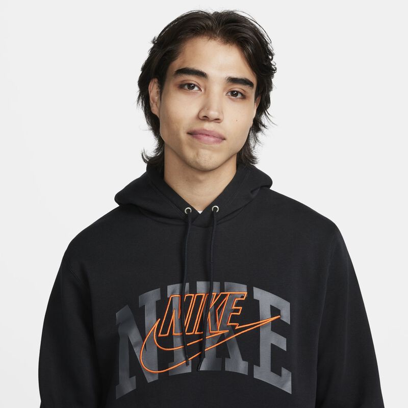 Nike Club Fleece, Negro/Naranja de seguridad, hi-res