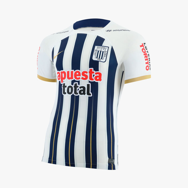 Nike Camiseta Alianza Lima 2024 Local Estampada, Azul marino medianoche/Blanco/Dorado, hi-res