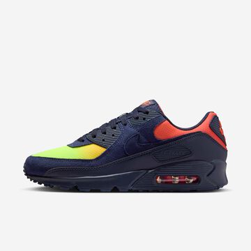 Nike Air Max 90, Veneno de lim&oacute;n/Hiper carmes&iacute;/Naranja l&aacute;ser/Azul ennegrecido, hi-res